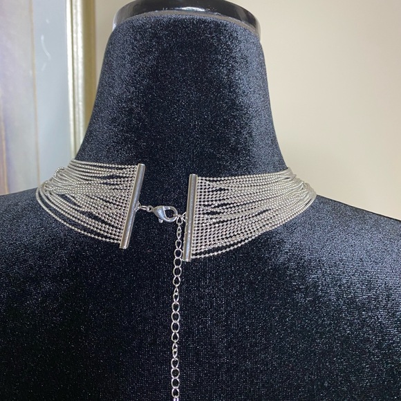 Silver Beaded Multi Chain Necklace - Picture 4 of 4